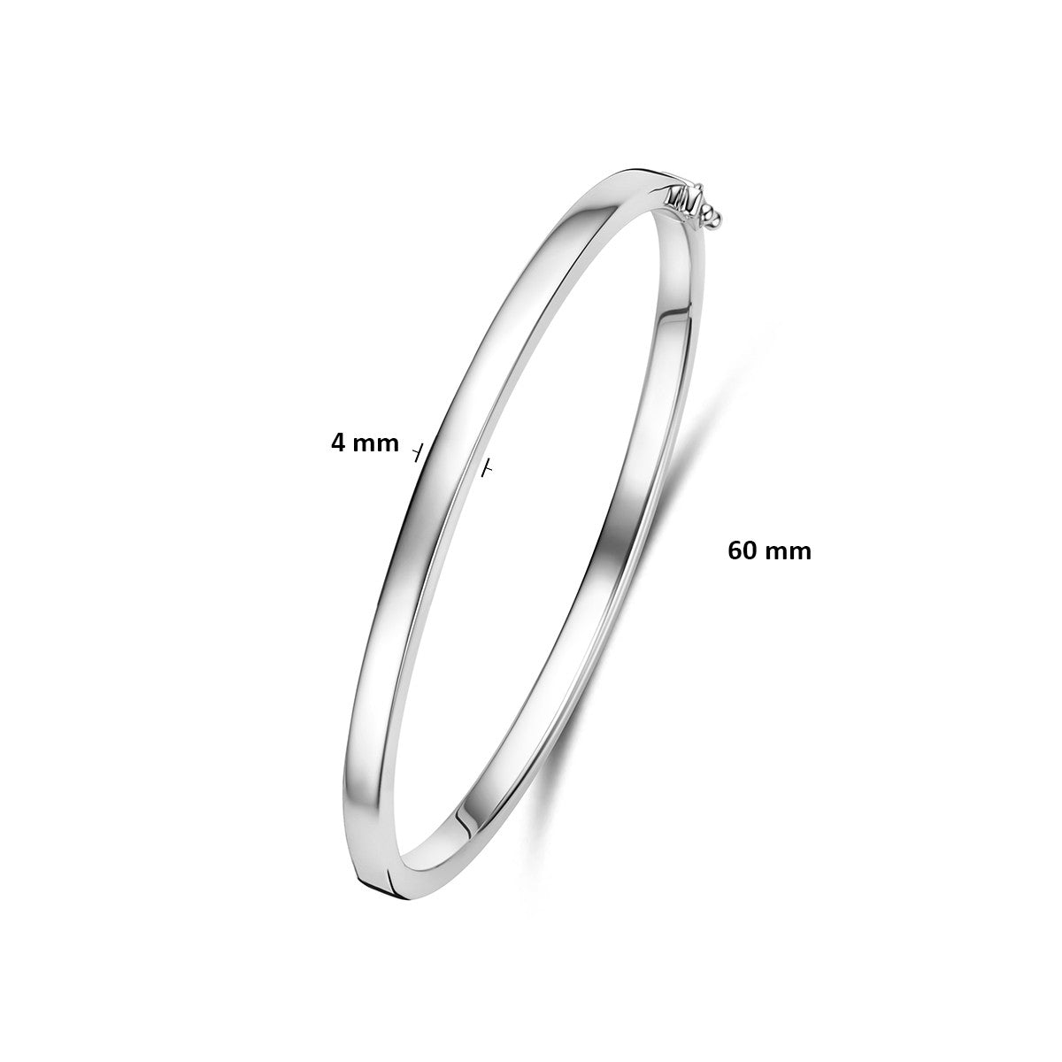 Bangle scharnier vlakke buis 4 x 60 mm zilver