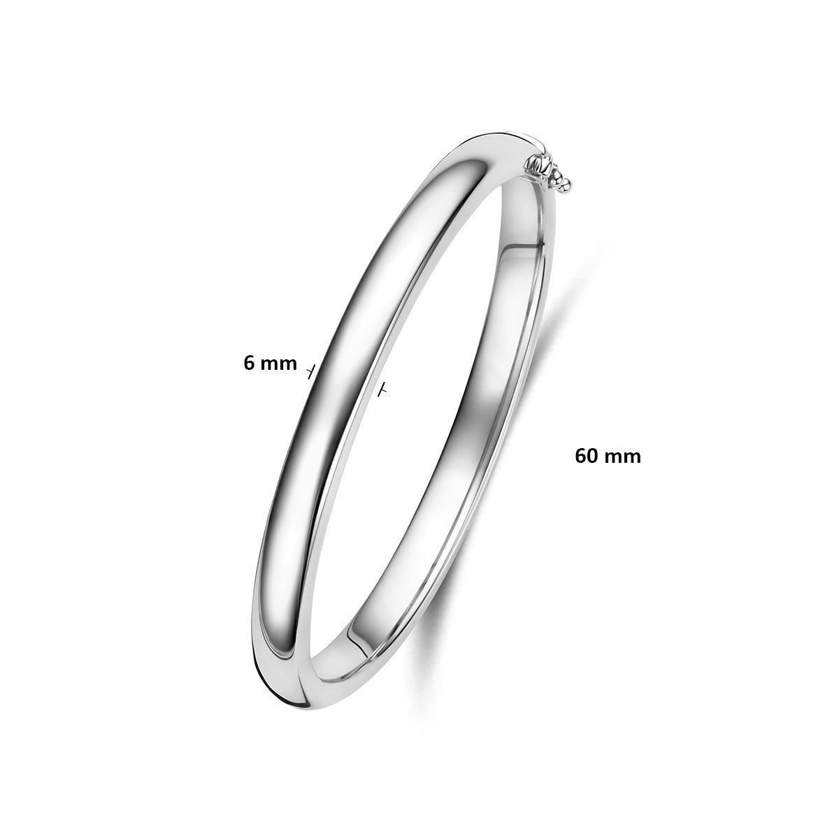 Bangle scharnier bolle buis 6 mm zilver