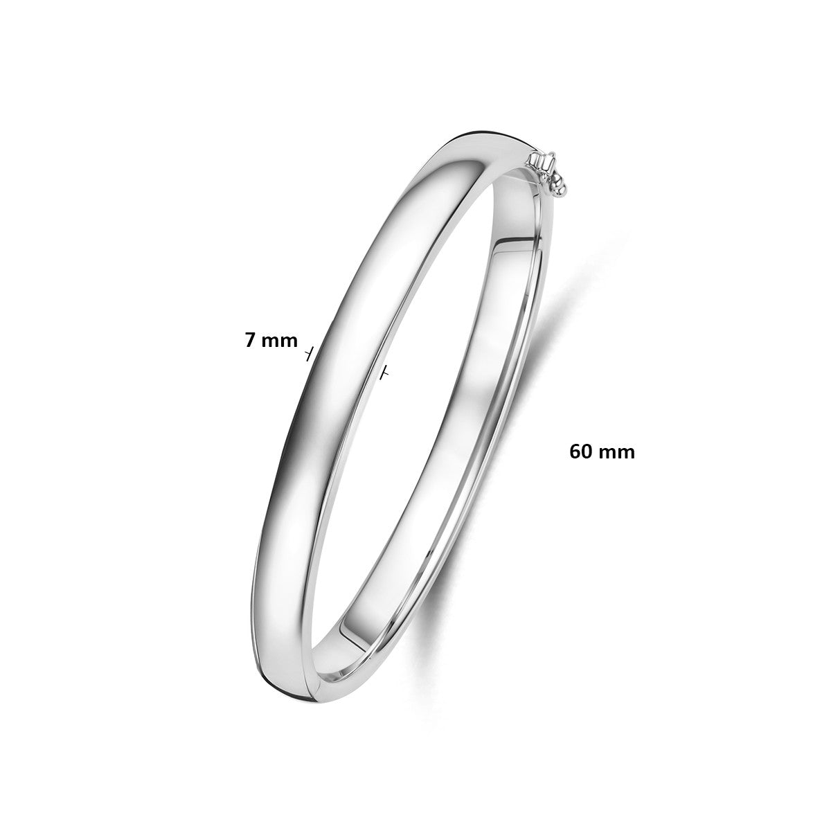 Bangle scharnier bolle buis 7 mm zilver