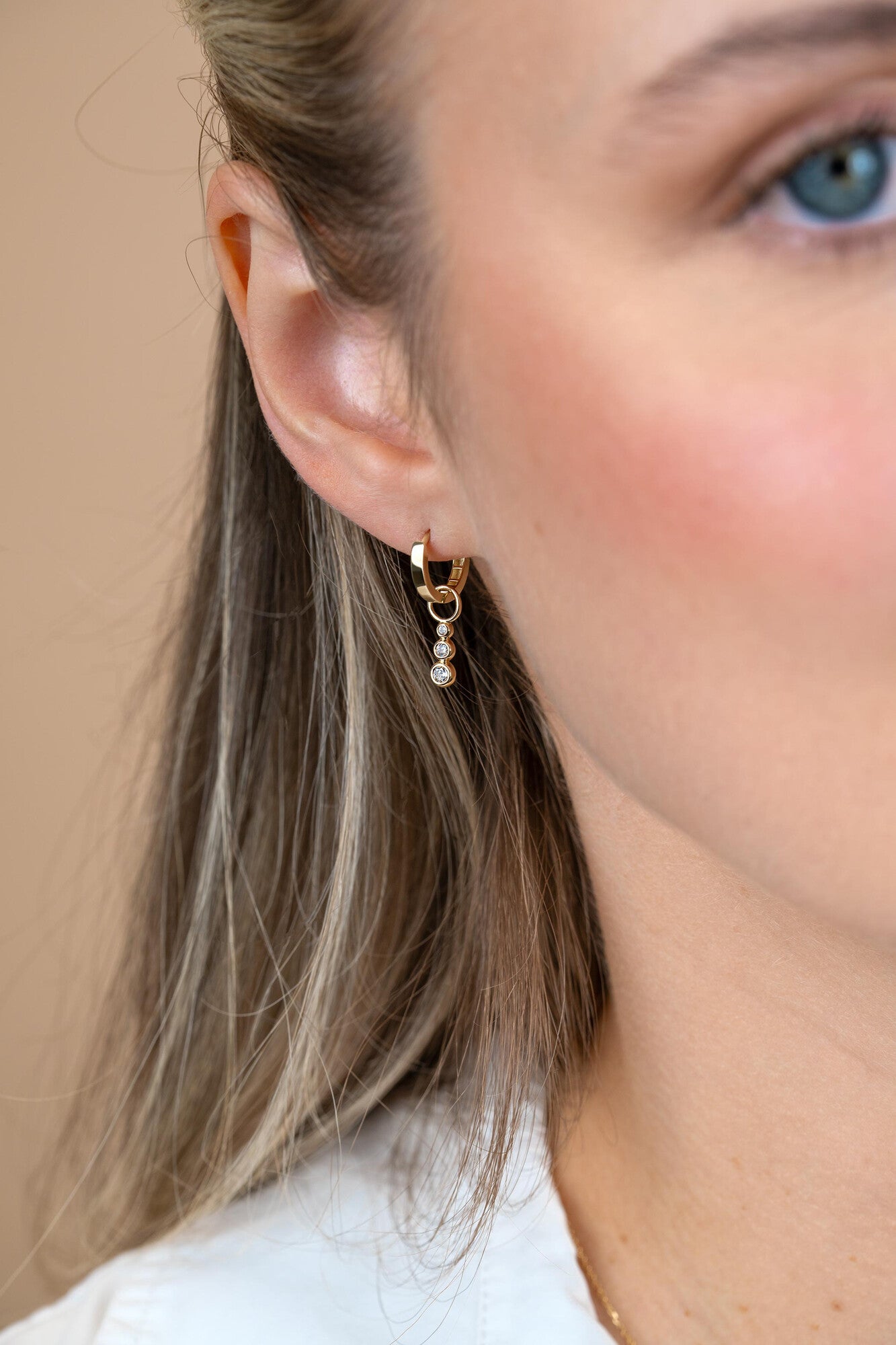 ZINZI 14K Gouden Oorbedels ZGCH556 wit