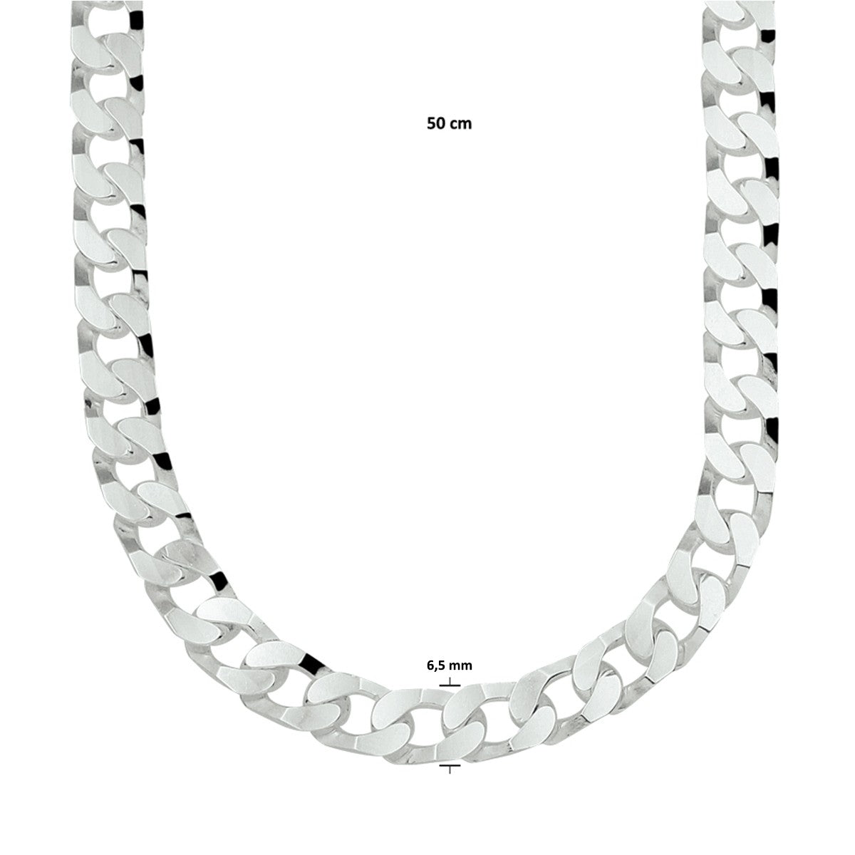 Zilveren gourmette ketting 6-zijdes geslepen 6,5 mm - 1021080 - PansiteNederland.nl