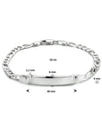 Zilver Wit Graveerarmband Figaro Plaat 6,0 Mm 19 Cm 1021738