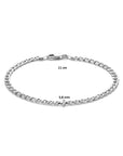 Zilver Wit Armband Gourmette Met Balkje 3,8 Mm 21 Cm 1021799