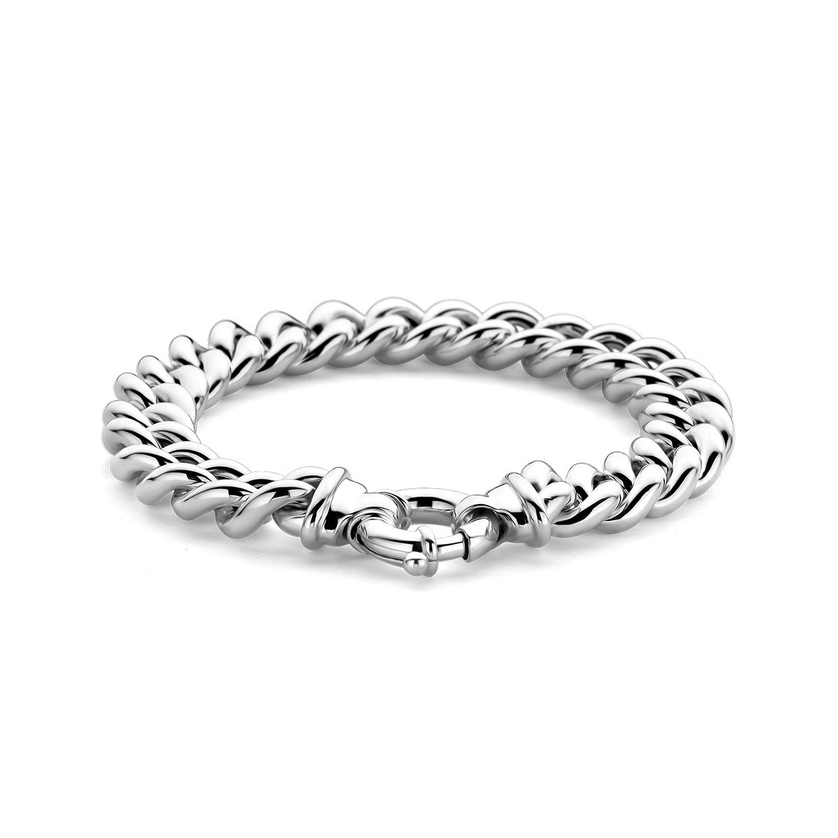 Zilver Wit Armband Gourmette 10,6 Mm 19 Cm Met Groot Springslot 1021854 - PansiteNederland.nl