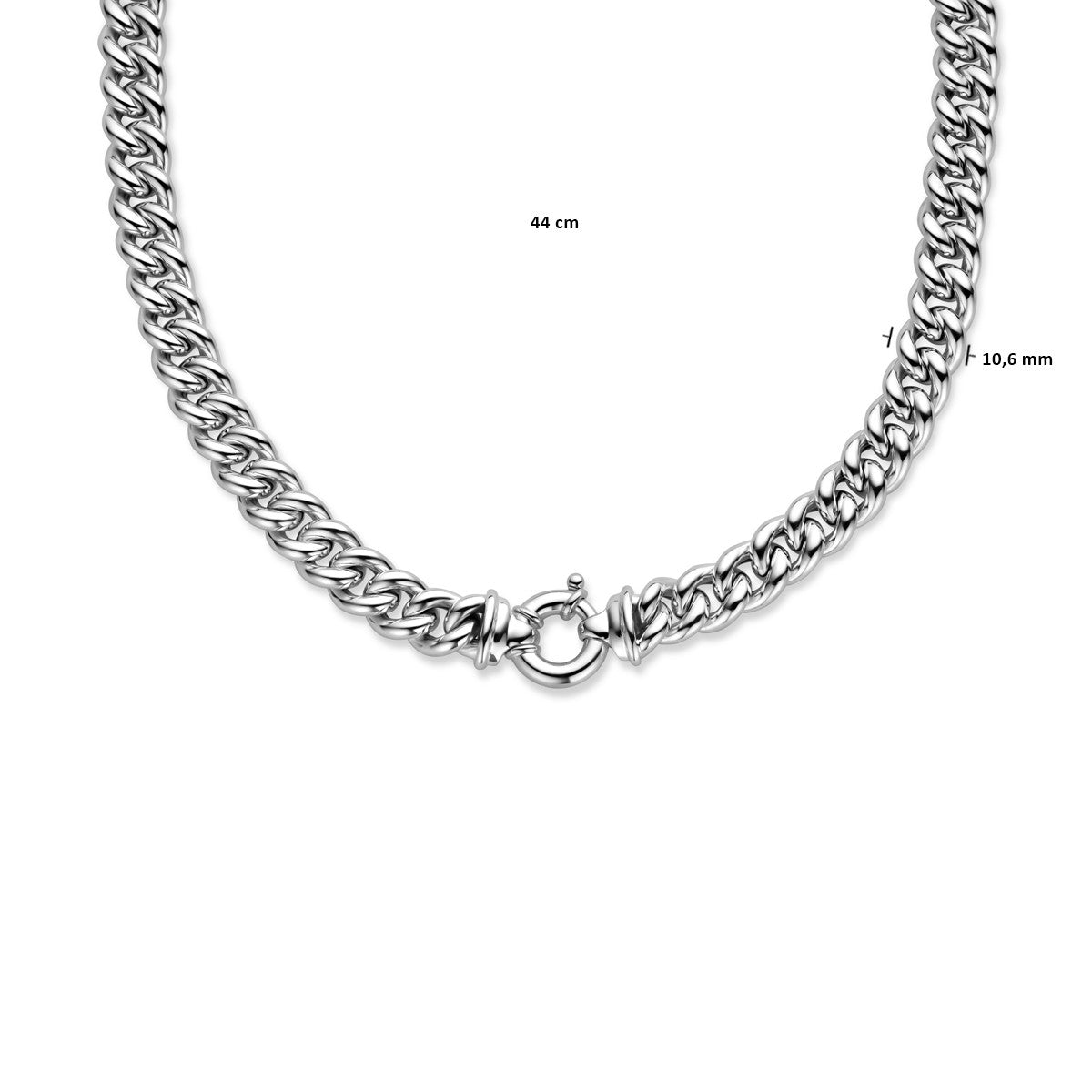 Zilveren collier gourmette 10,6 mm 44 cm met groot springslot 1021856, exclusief en kwalitatief hoogwaardig. Ontdek nu!