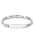 Zilver Wit Graveerarmband Figaro Plaat 6,0 mm 1021875