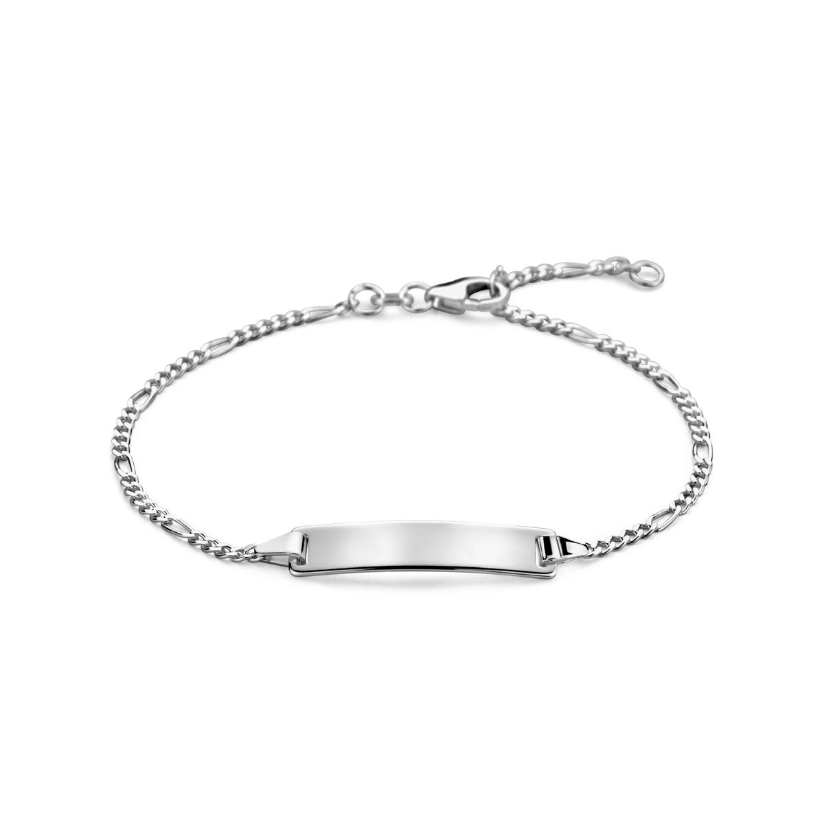 Zilver Wit Graveerarmband Figaro Plaat 5,0 Mm 16 - 18 Cm 1021883 - PansiteNederland.nl