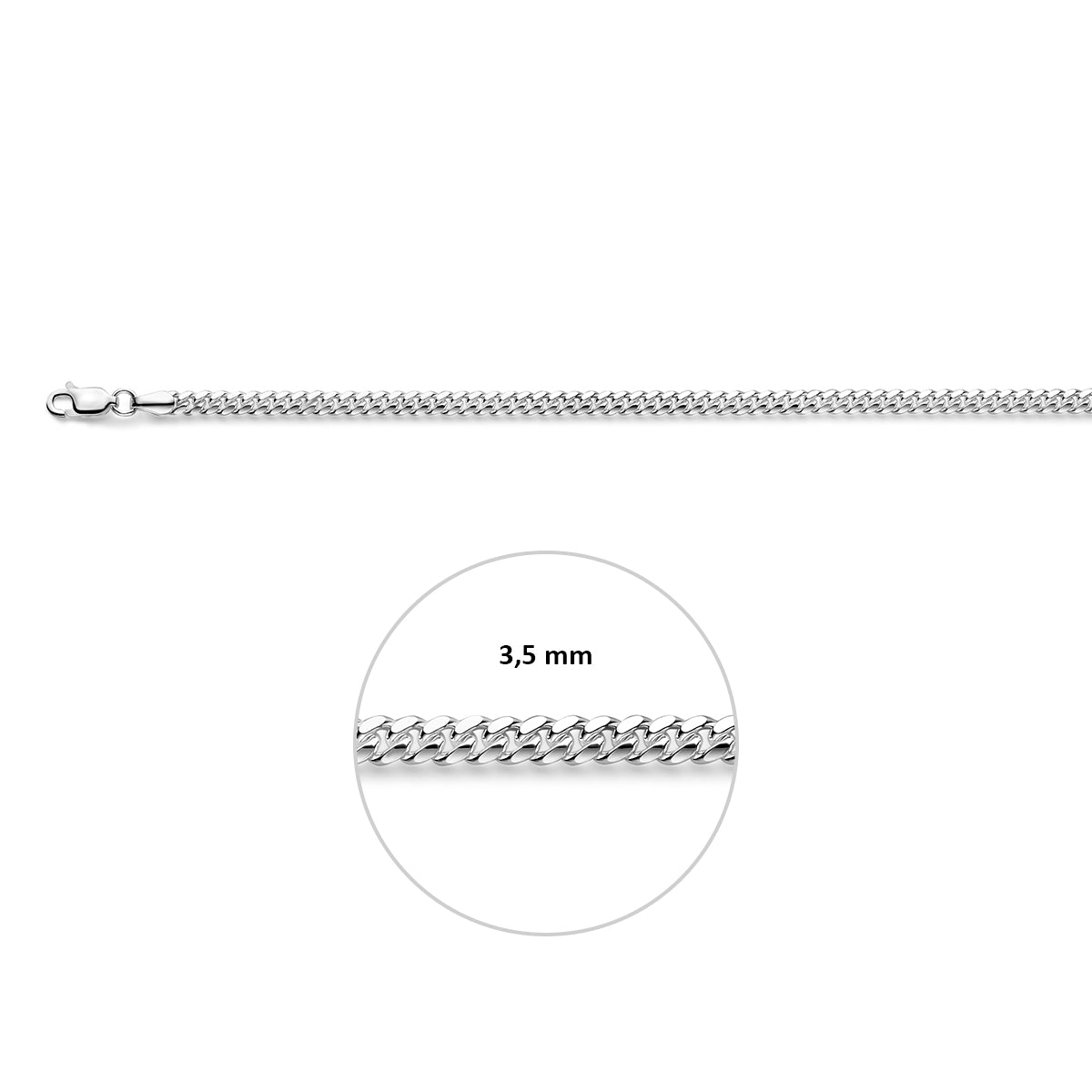 Gourmette 3,5 mm zilver wit