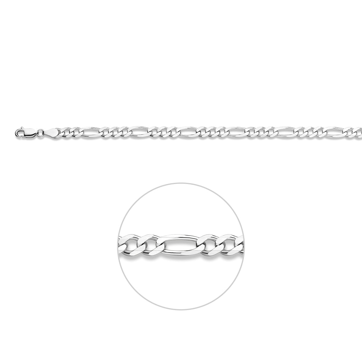 Figaro 4,9 mm zilver wit