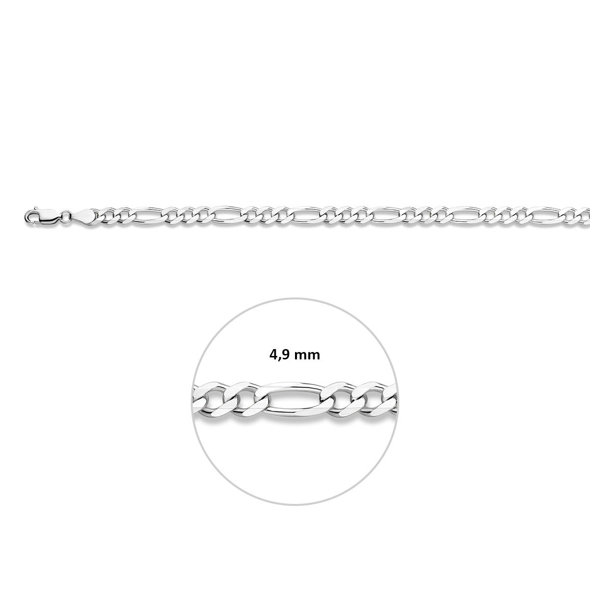 Figaro 4,9 mm zilver wit