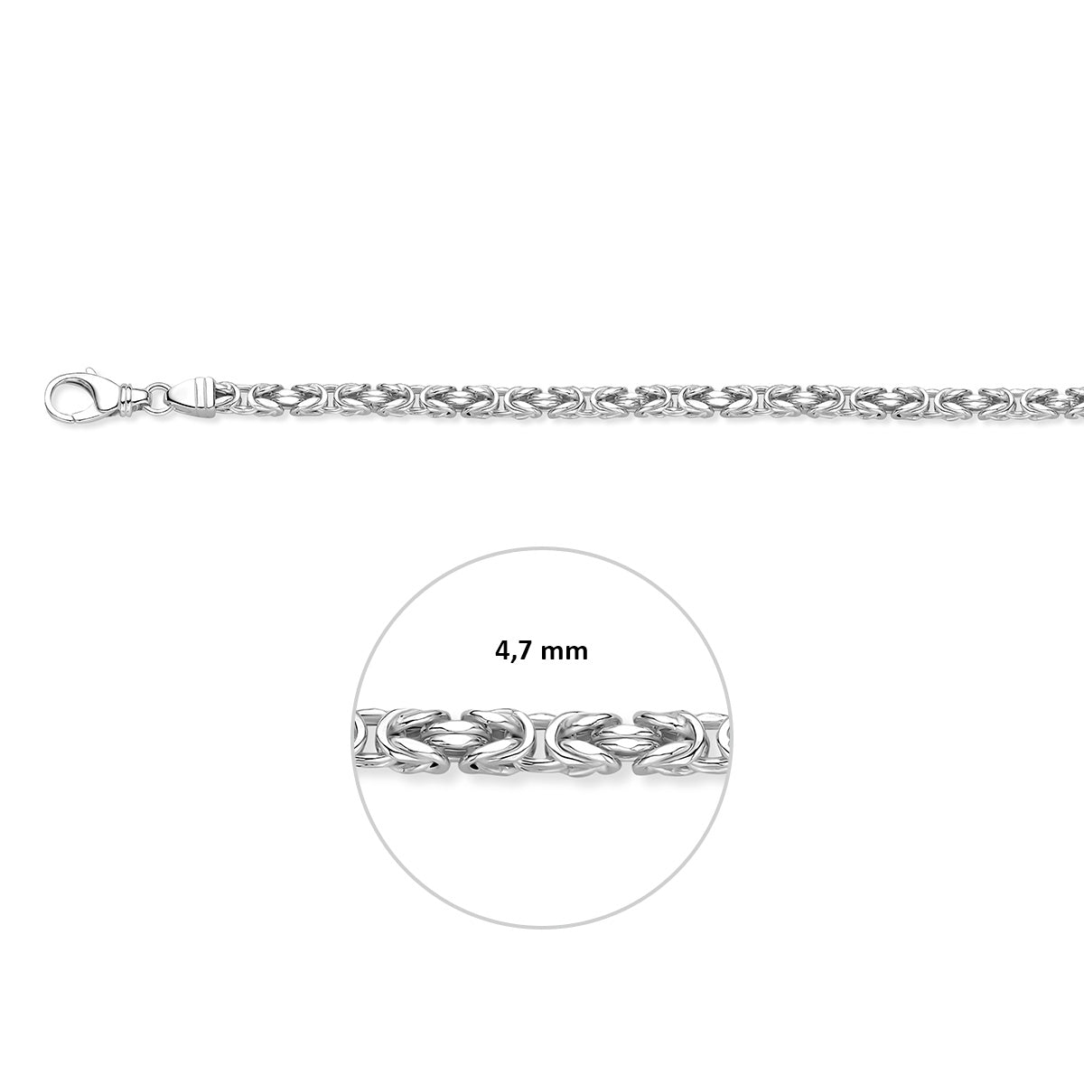 Ketting konings zilver 4,7 mm