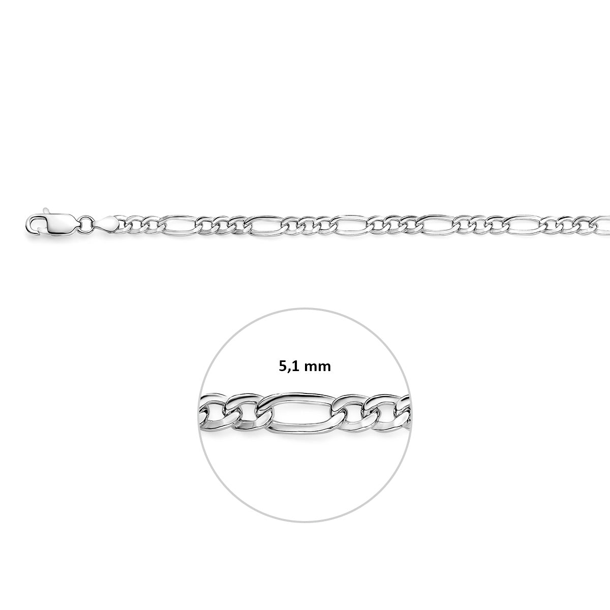 Ketting figaro zilver 5,1 mm