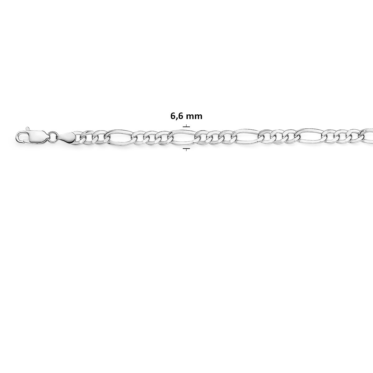 Ketting figaro zilver 6,6 mm