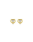 14K geelgouden oorknoppen hartjes diamant 0.10ct 2x 0.05ct h si 5,5 mm - 4034667