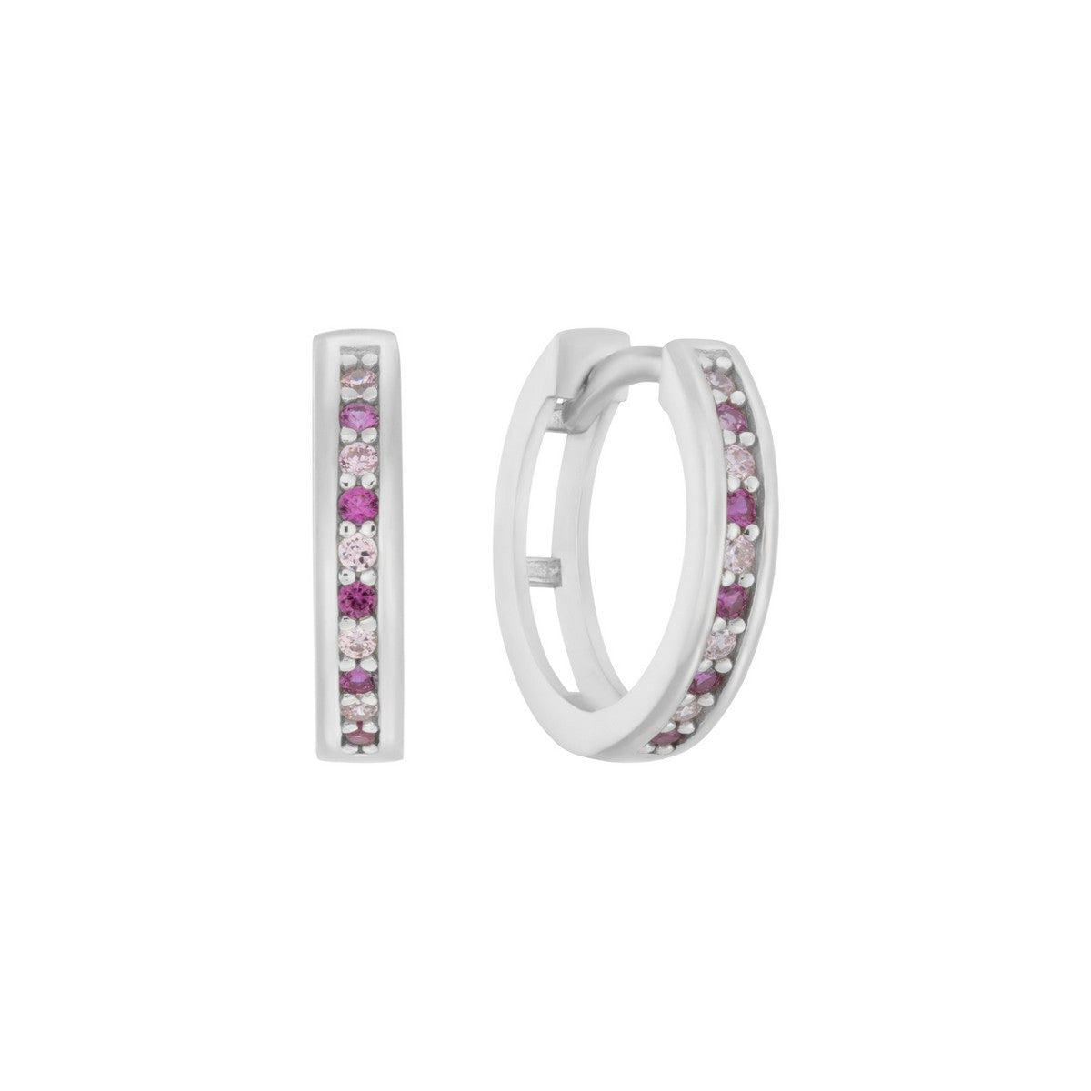 Zilveren klapoorringen 12mm - roze zirkonia 107.3100.00 - PansiteNederland.nl