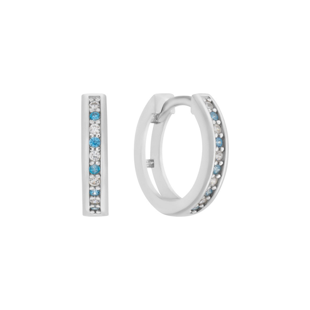 Zilveren klapoorringen 12mm - blauwe en witte zirkonia 107.3103.00 - PansiteNederland.nl