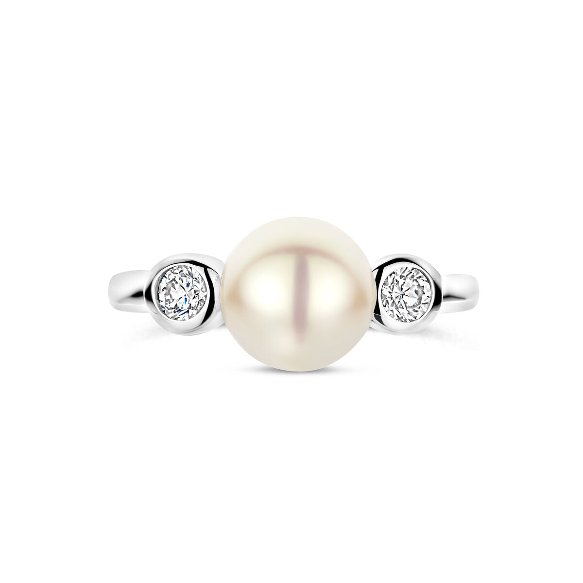 Ring parel en zirkonia zilver gerhodineerd
