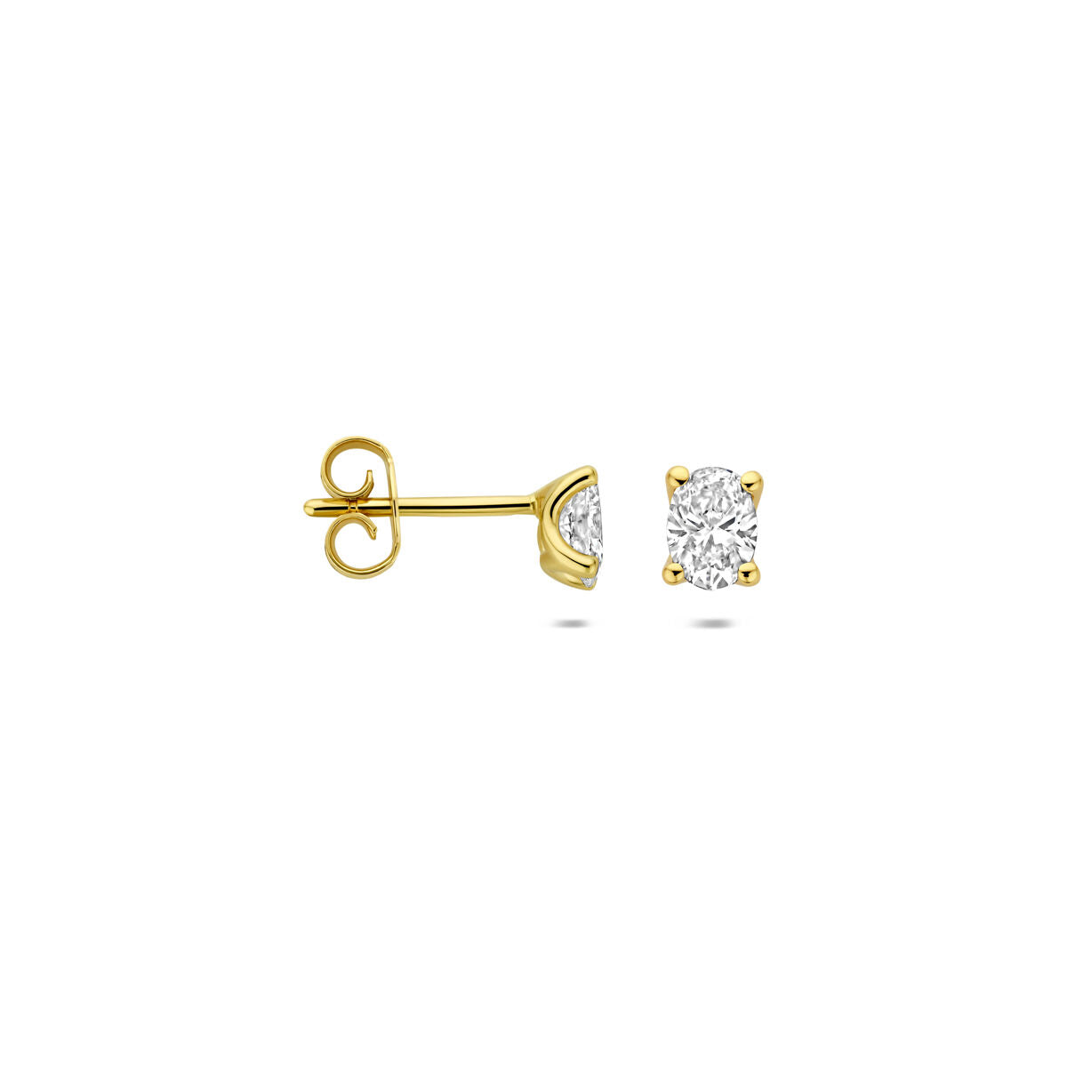 Fantasy Collection Oorbellen lab grown diamant 0.60ct (2x 0.30ct) f vs 5,5 mm 14K geelgoud