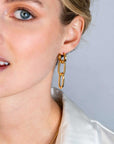 Zinzi gold plated zilveren oorbedels twee lange paperclip schakels 37mm ZICH2352G (excl. oorringen)