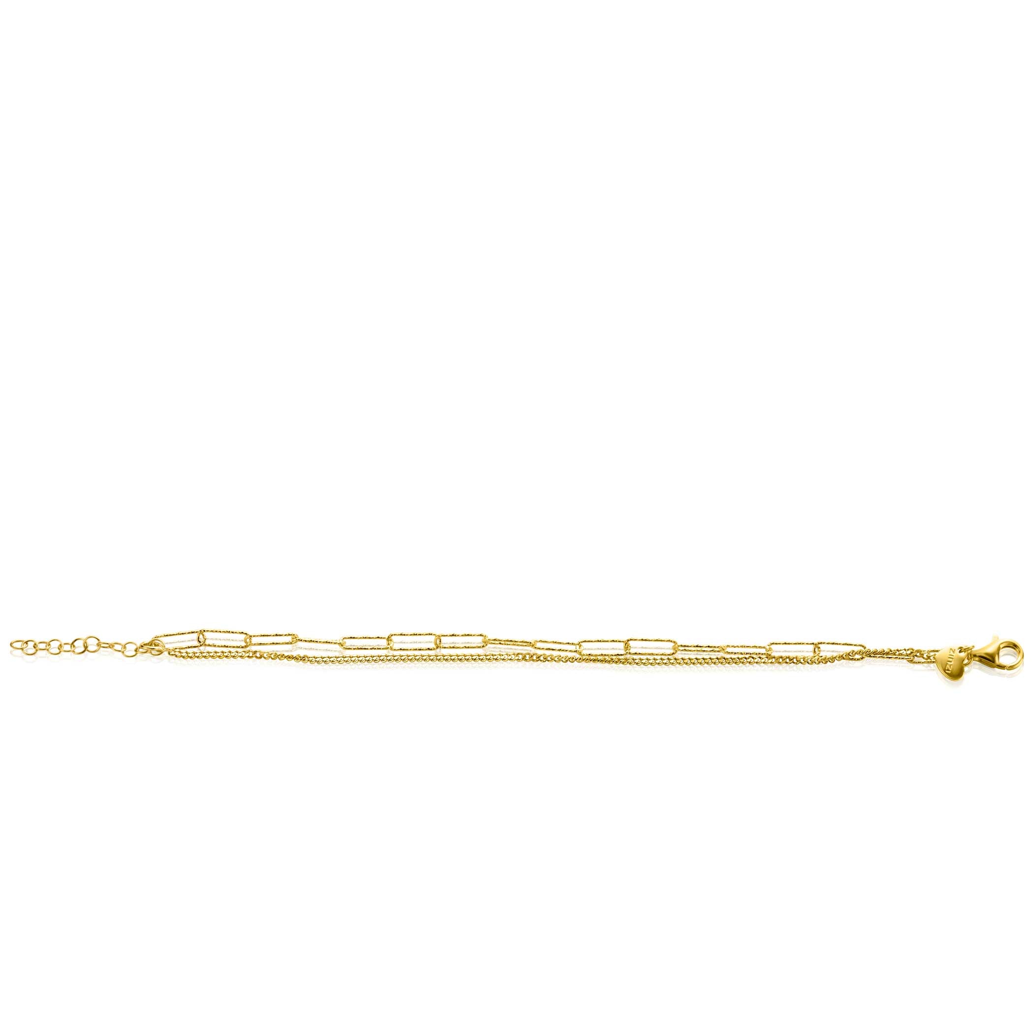 ZINZI gold plated zilveren multi-look armband met gourmette en paperclip schakels - ZIA2367G