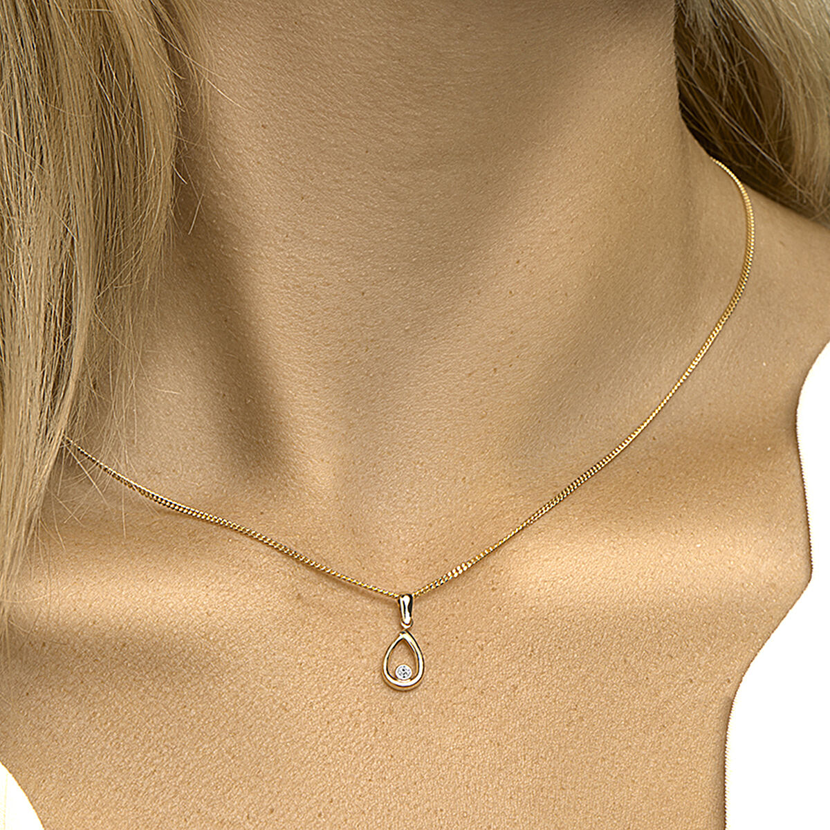 14K geelgoud hanger zirkonia 4023036 - PansiteNederland.nl