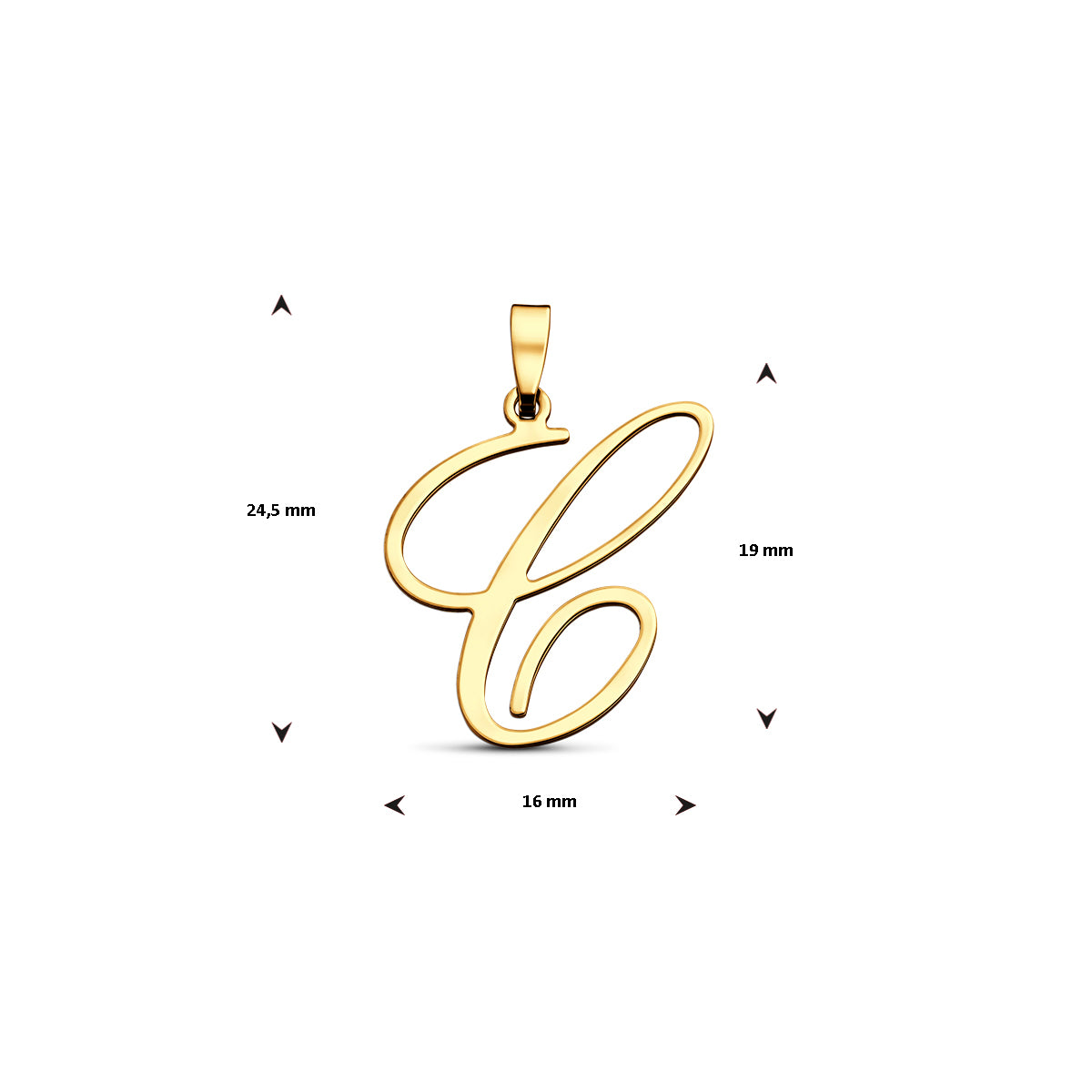 Hanger sierletter C 19 mm 14K geelgoud #Letter_C
