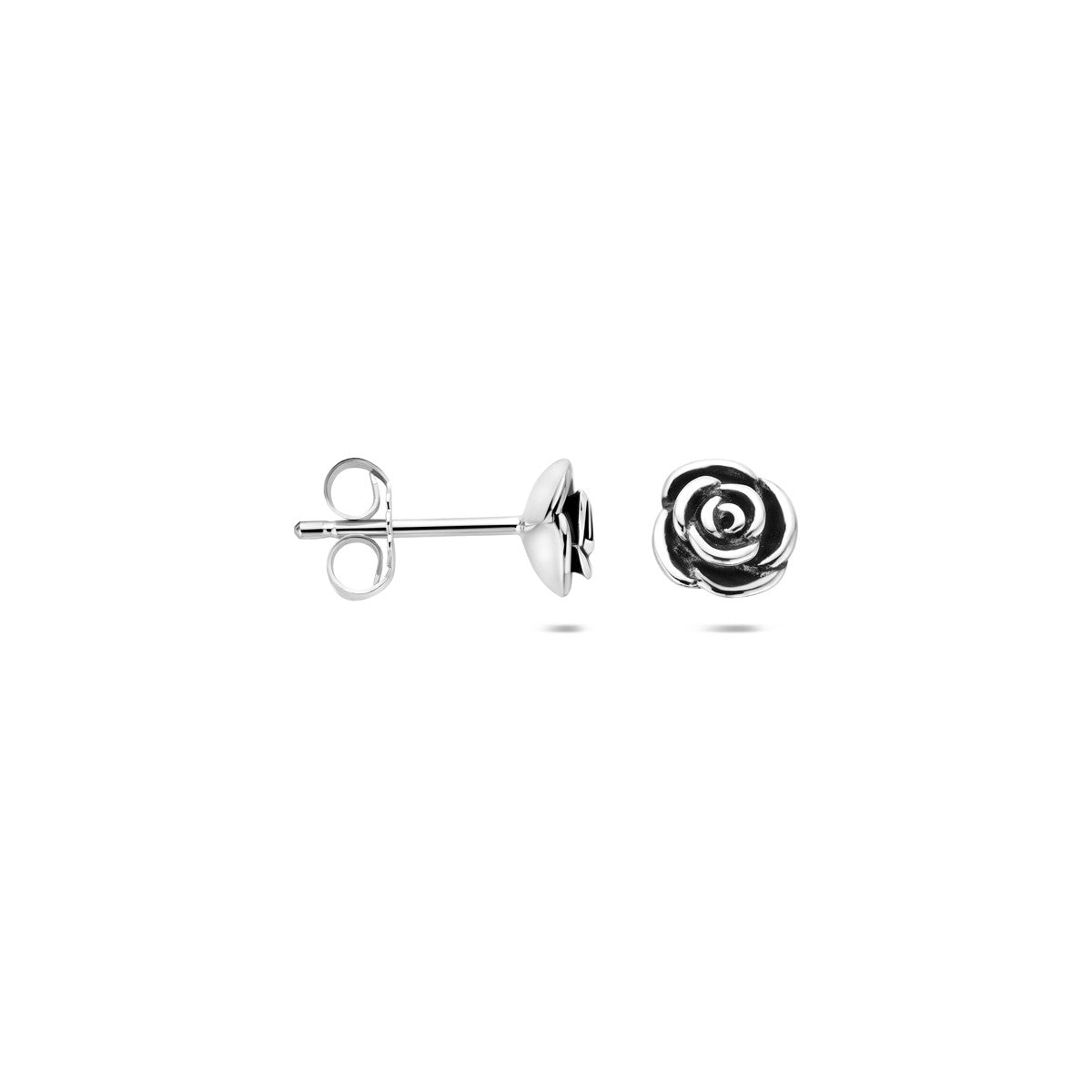 Oorbellen oxi roos 5,8 mm zilver geoxideerd