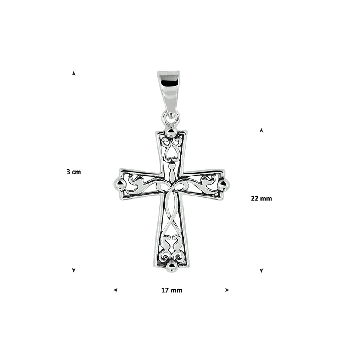 zilver geoxideerd hanger oxi kruis 1101639 - PansiteNederland.nl