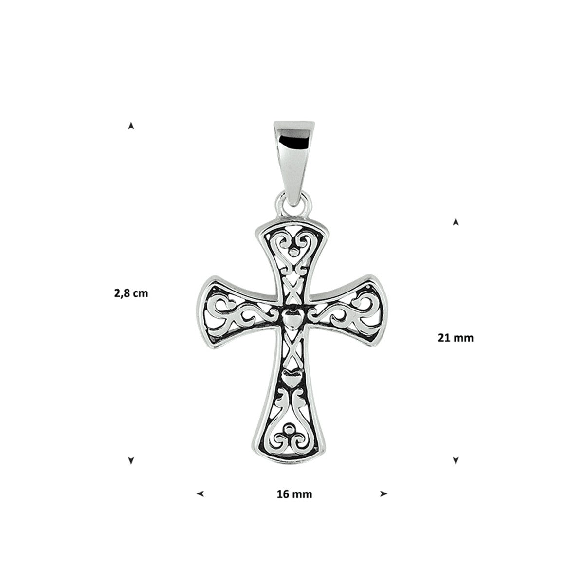 zilver geoxideerd hanger oxi kruis 1101640 - PansiteNederland.nl