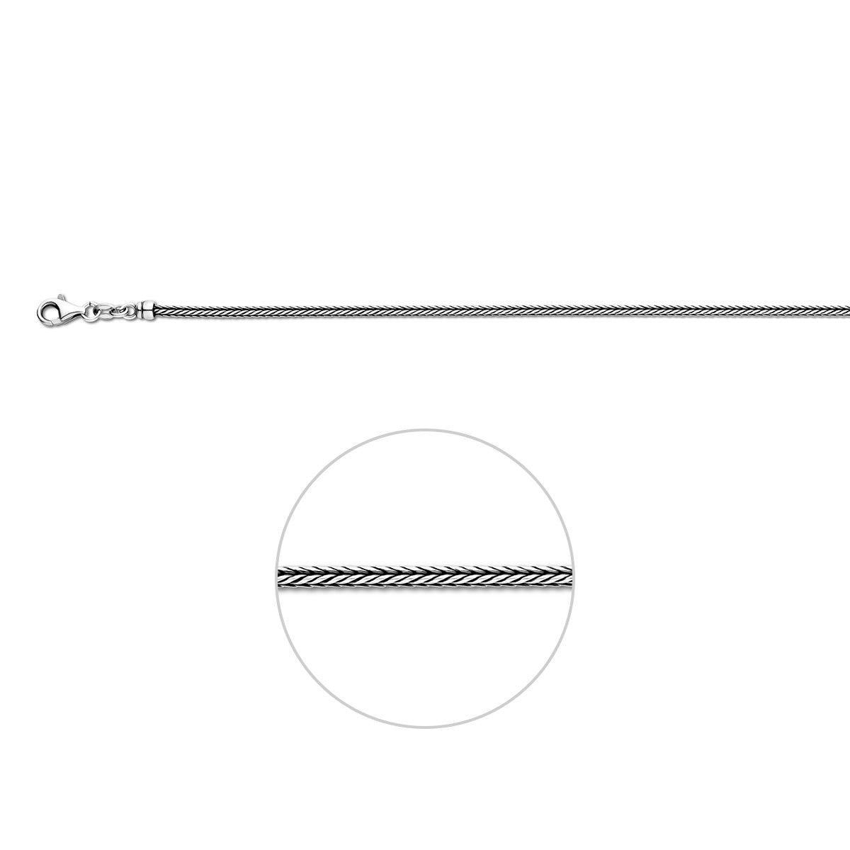 Collier oxi vossestaart 2,0 mm zilver geoxideerd
