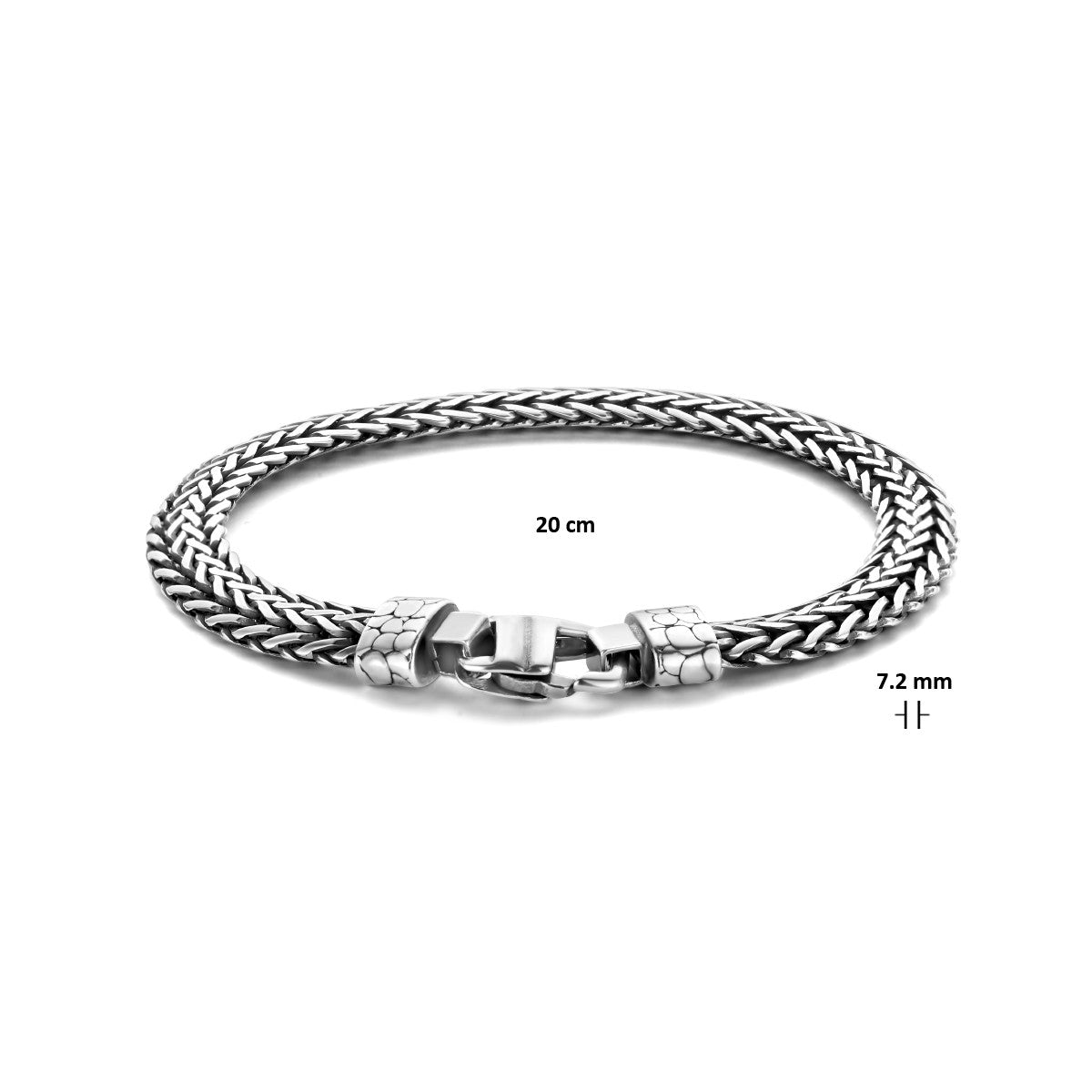 Zilver Geoxideerd Armband Oxi Vossestaart 7,2 mm 1101750