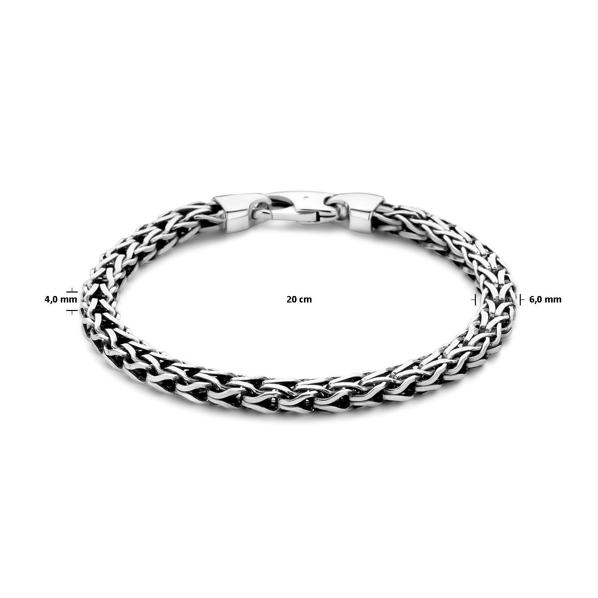 Zilver Geoxideerd Armband Oxi Vossestaart 6 mm 1101822 - PansiteNederland.nl