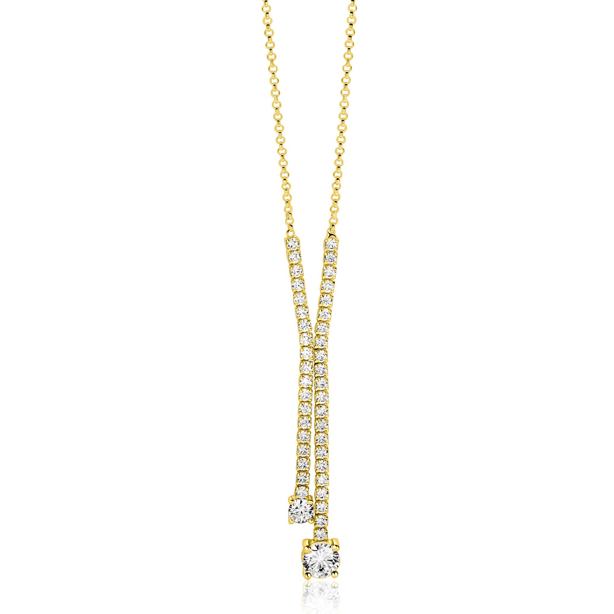 ZINZI Verguld Zilveren Ketting met Witte Zirkonia ZIC2894Y