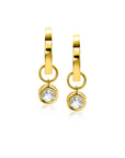 Zinzi Gold 14 krt gouden oorbedels in ronde vorm bezet met witte zirkonia 5mm ZGCH421 (zonder oorringen)
