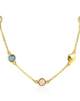ZINZI Gold Plated Zilveren Ketting met Rondjes en Kleurstenen 40-45cm ZIC2715G