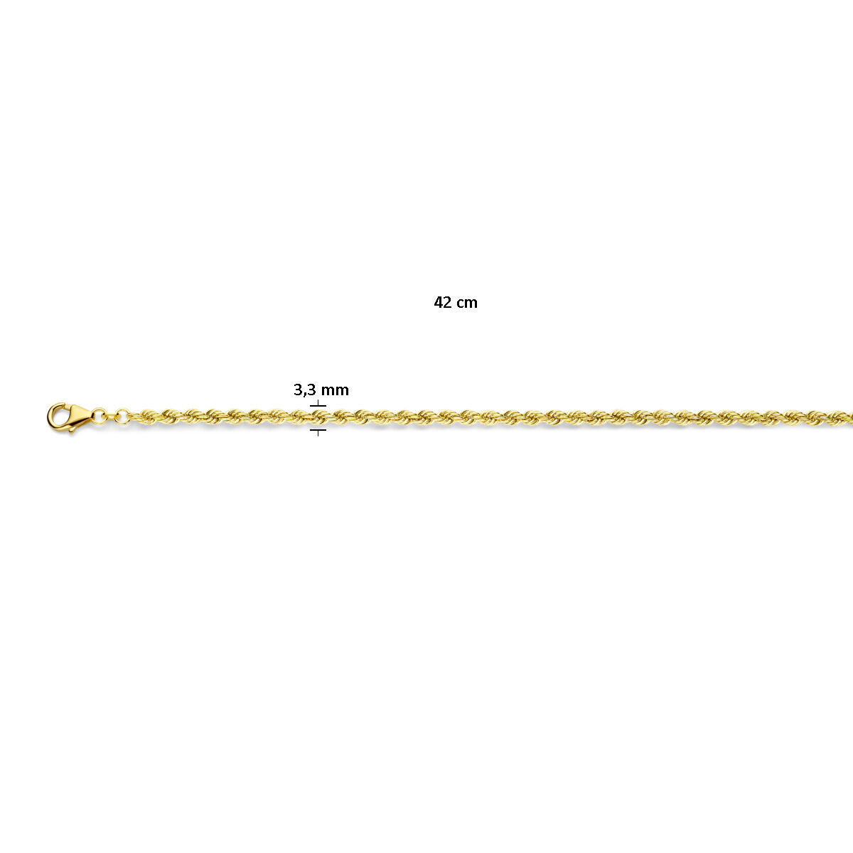 14K geelgoud collier koord 3,3 mm 42 cm massief 4028099 - PansiteNederland.nl
