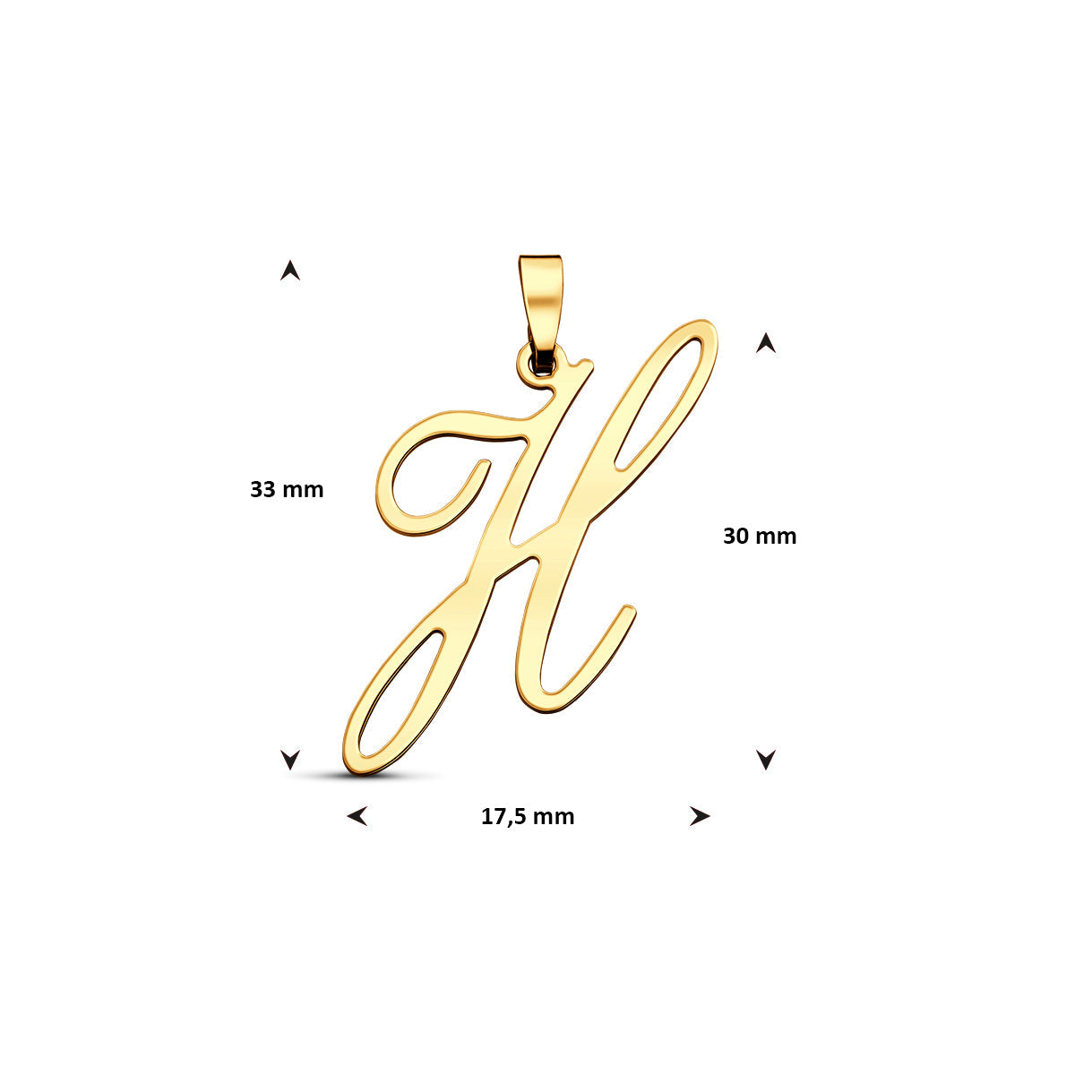Hanger sierletter H 30 mm 14K geelgoud #Letter_H