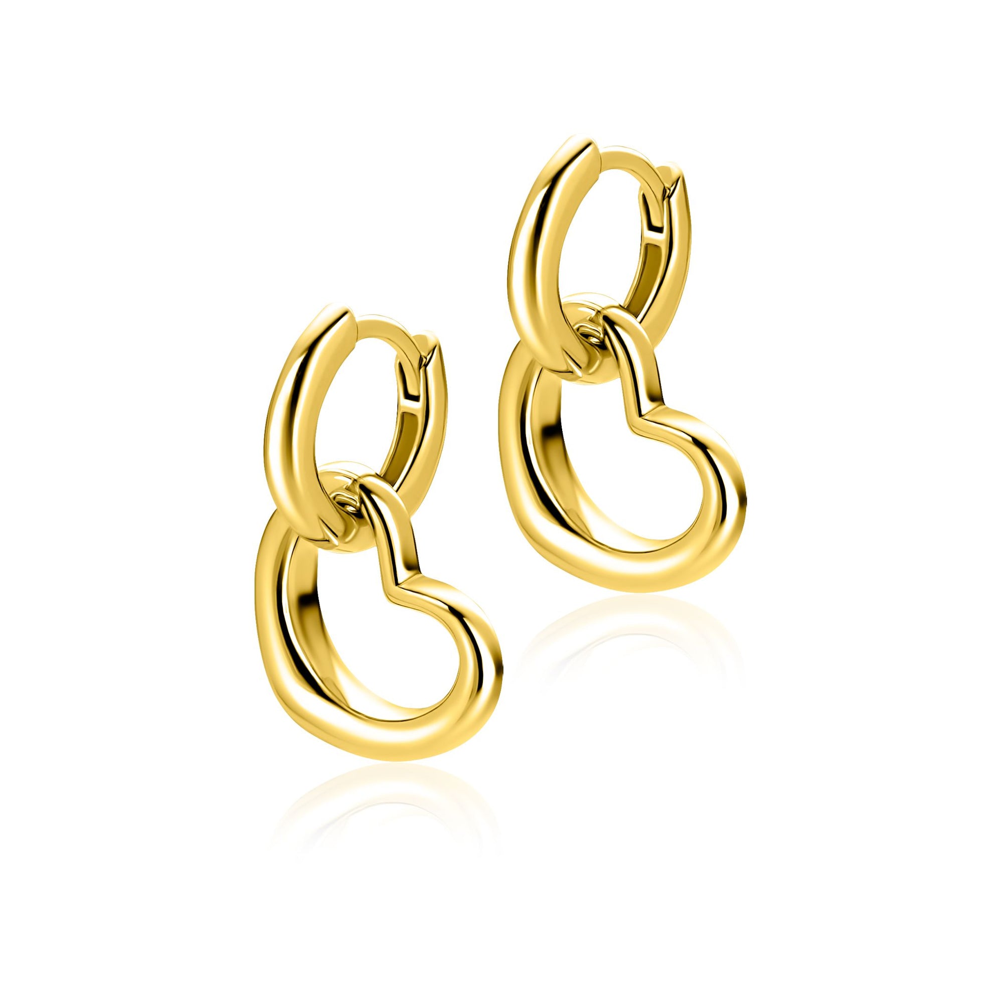 ZINZI gold plated zilveren oorbedels open hartvorm 14mm ZICH2718G (zonder oorringen) - PansiteNederland.nl