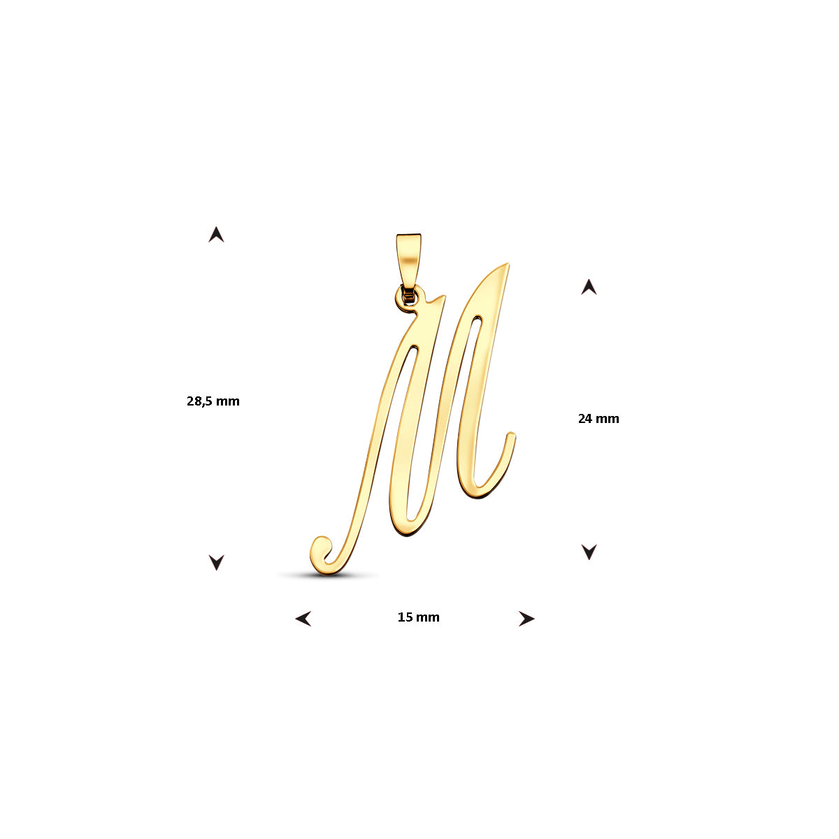 Hanger sierletter M 24 mm 14K geelgoud #Letter_M