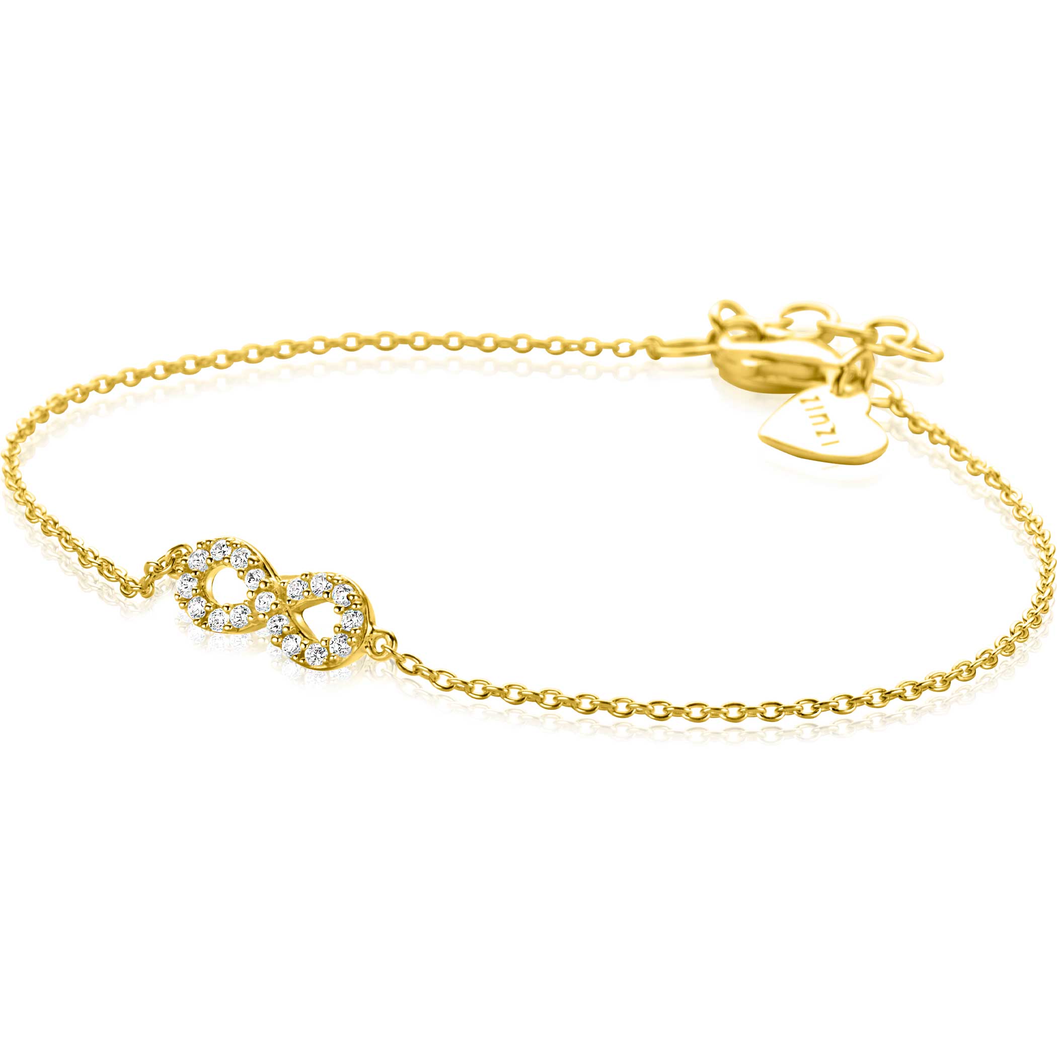 ZINZI Verguld Zilveren Armband 17-19cm wit - ZIA2597Y