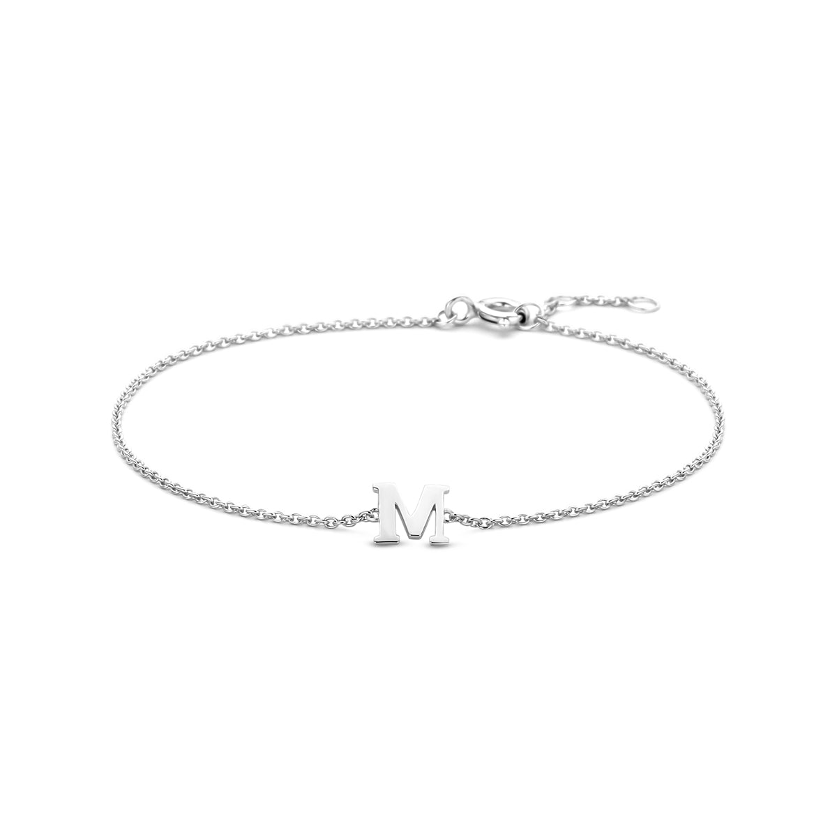Armband letter M zilver gerhodineerd #Letter_M