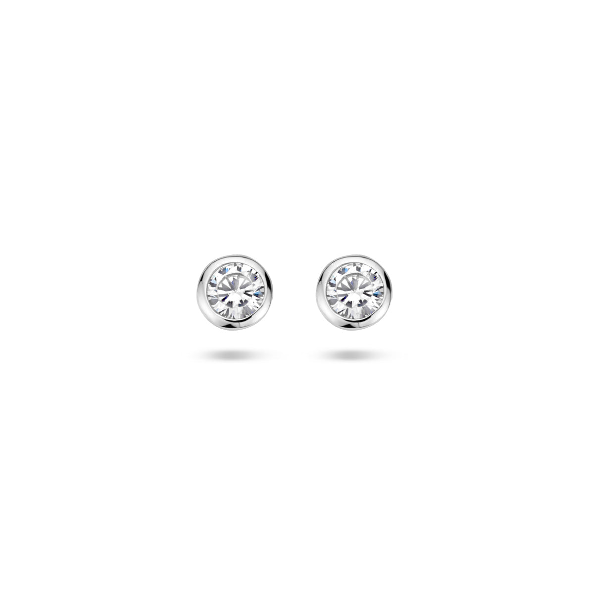 Oorknoppen zirkonia zetkast zilver gerhodineerd 4 mm #Diameter steen (mm)_4