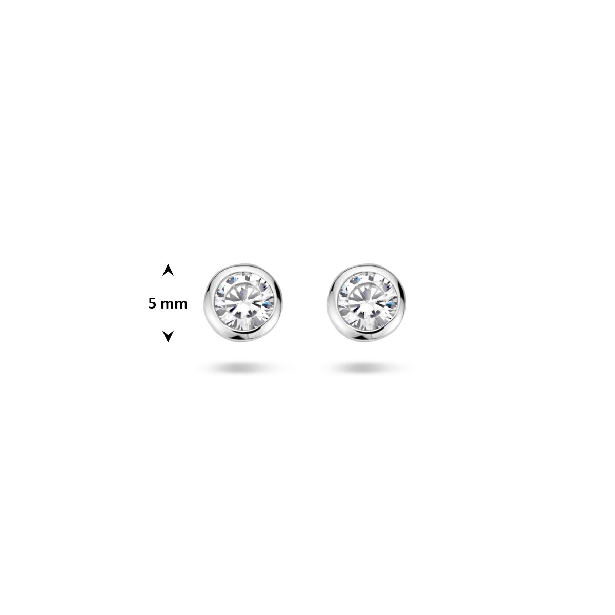 Oorknoppen zirkonia zetkast zilver gerhodineerd 4 mm #Diameter steen (mm)_4