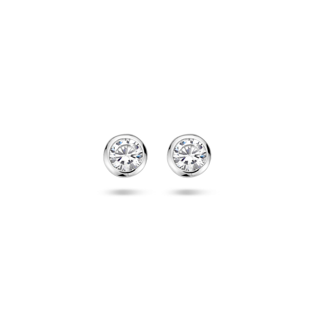 Oorknoppen zirkonia zetkast zilver gerhodineerd 4,5 mm #Diameter steen (mm)_4.5