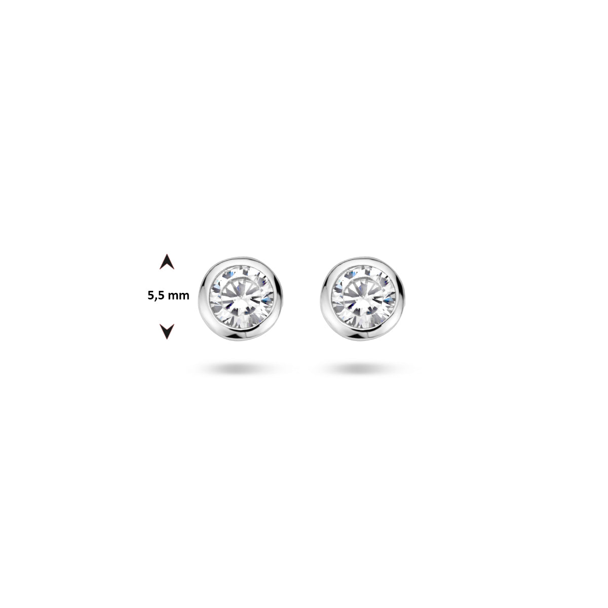Oorknoppen zirkonia zetkast zilver gerhodineerd 4,5 mm #Diameter steen (mm)_4.5