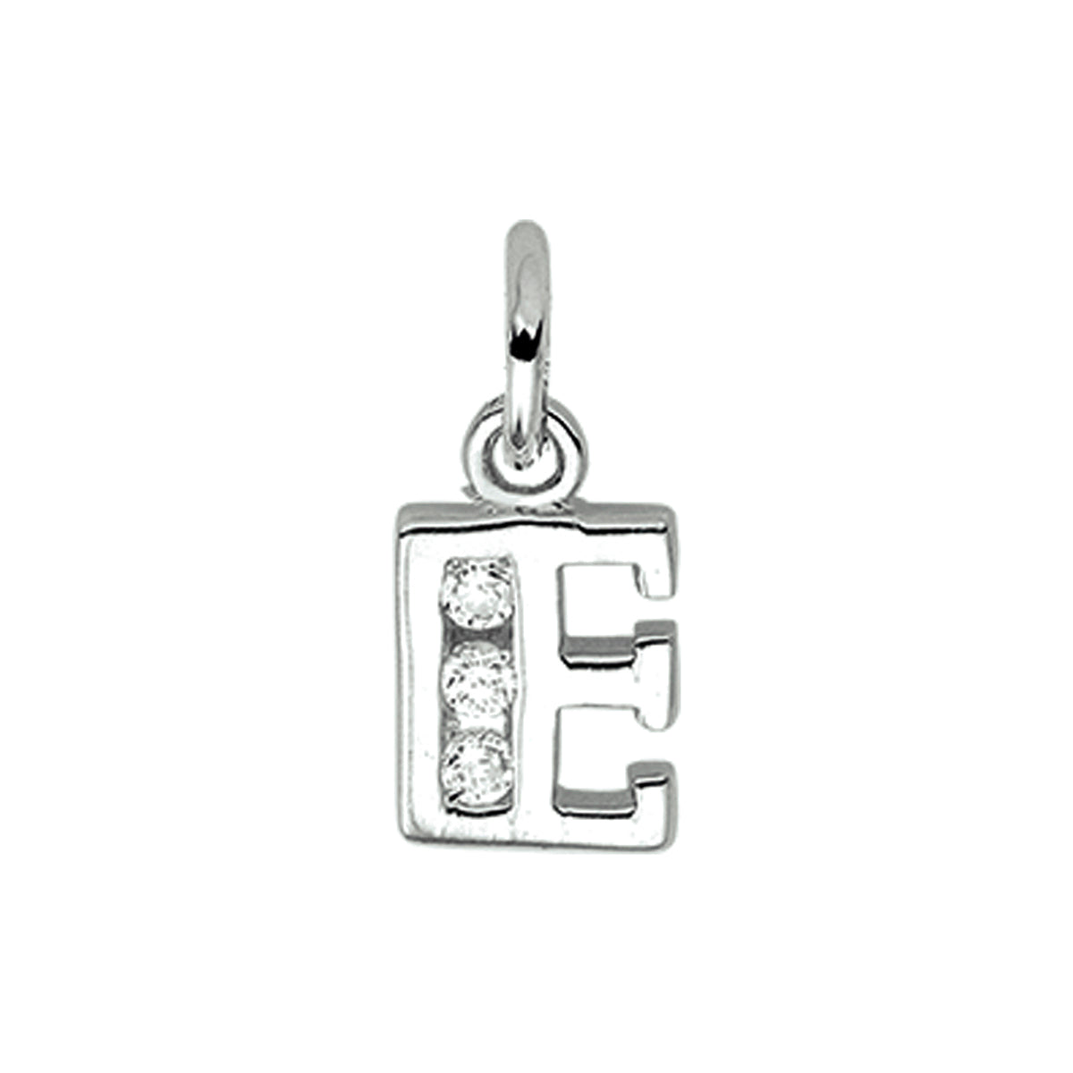 Hanger letter E zirkonia 10 mm zilver #Letter_E