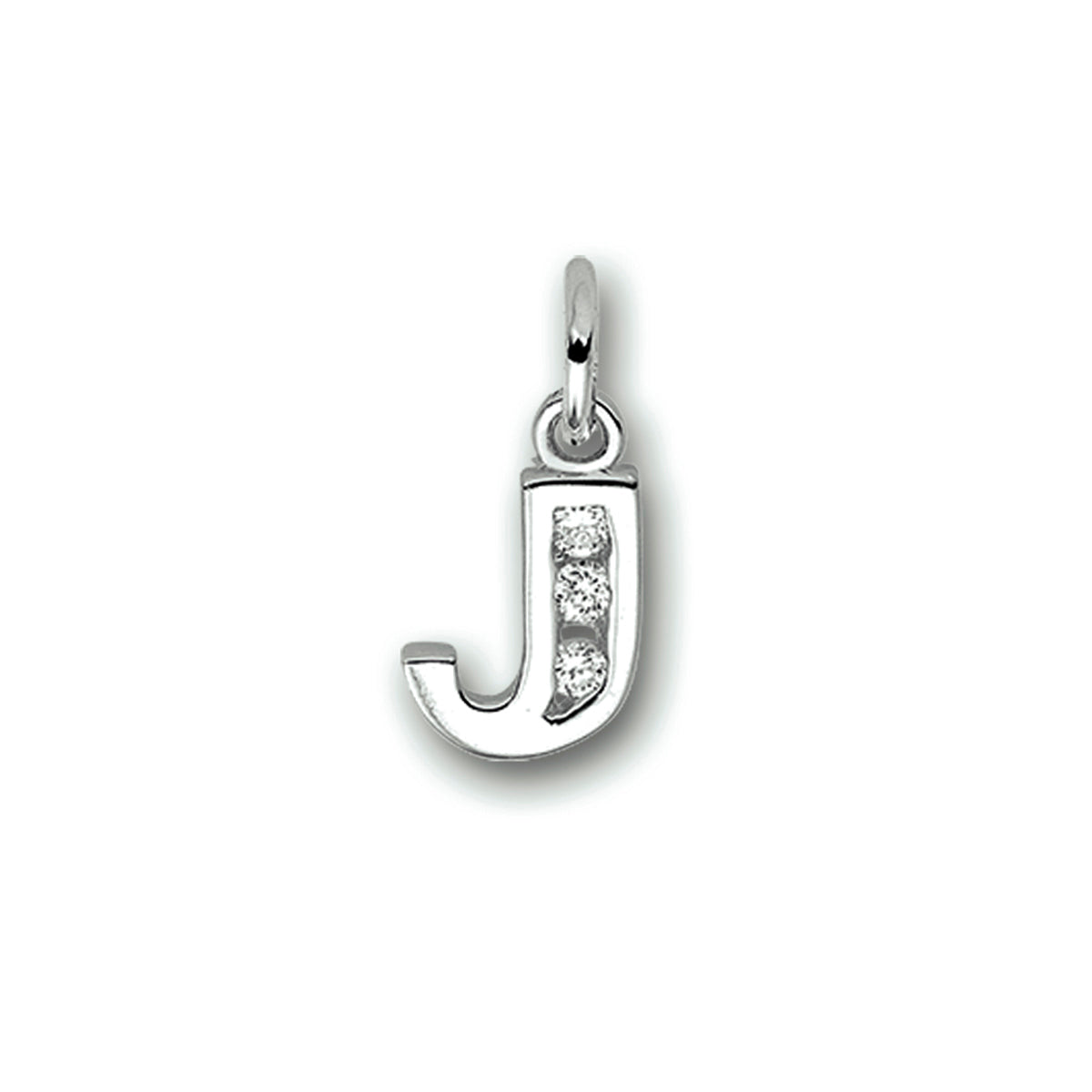 Hanger letter J zirkonia 11 mm zilver #Letter_J
