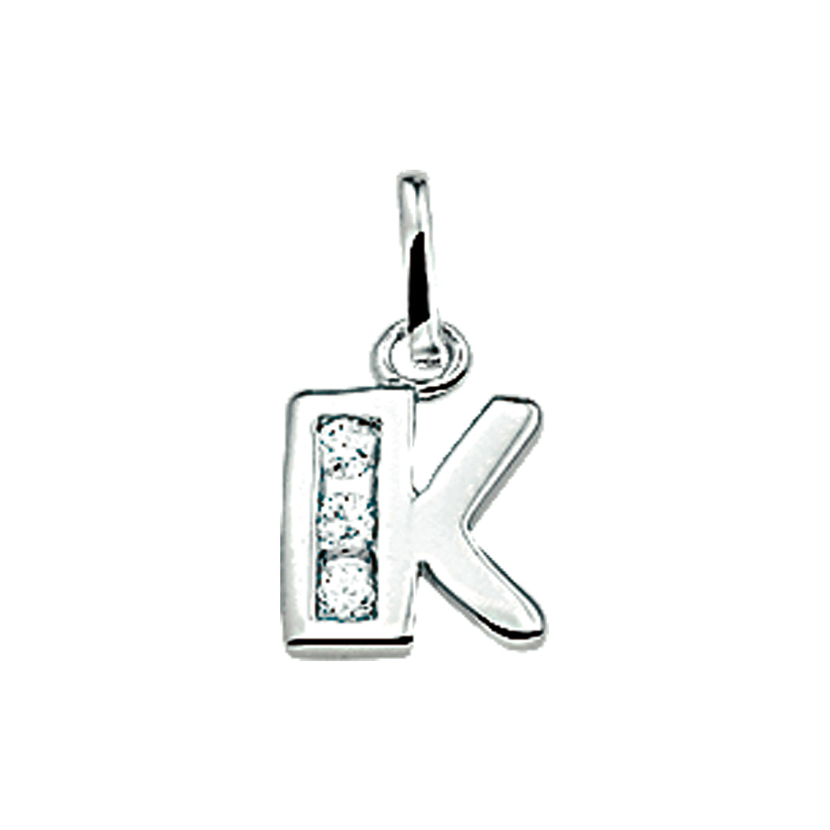Hanger letter K zirkonia 10 mm zilver #Letter_K