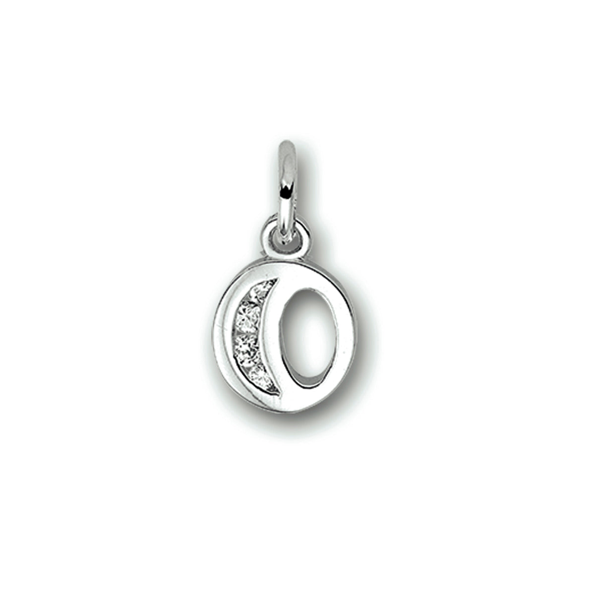 Hanger letter O zirkonia 10 mm zilver #Letter_O