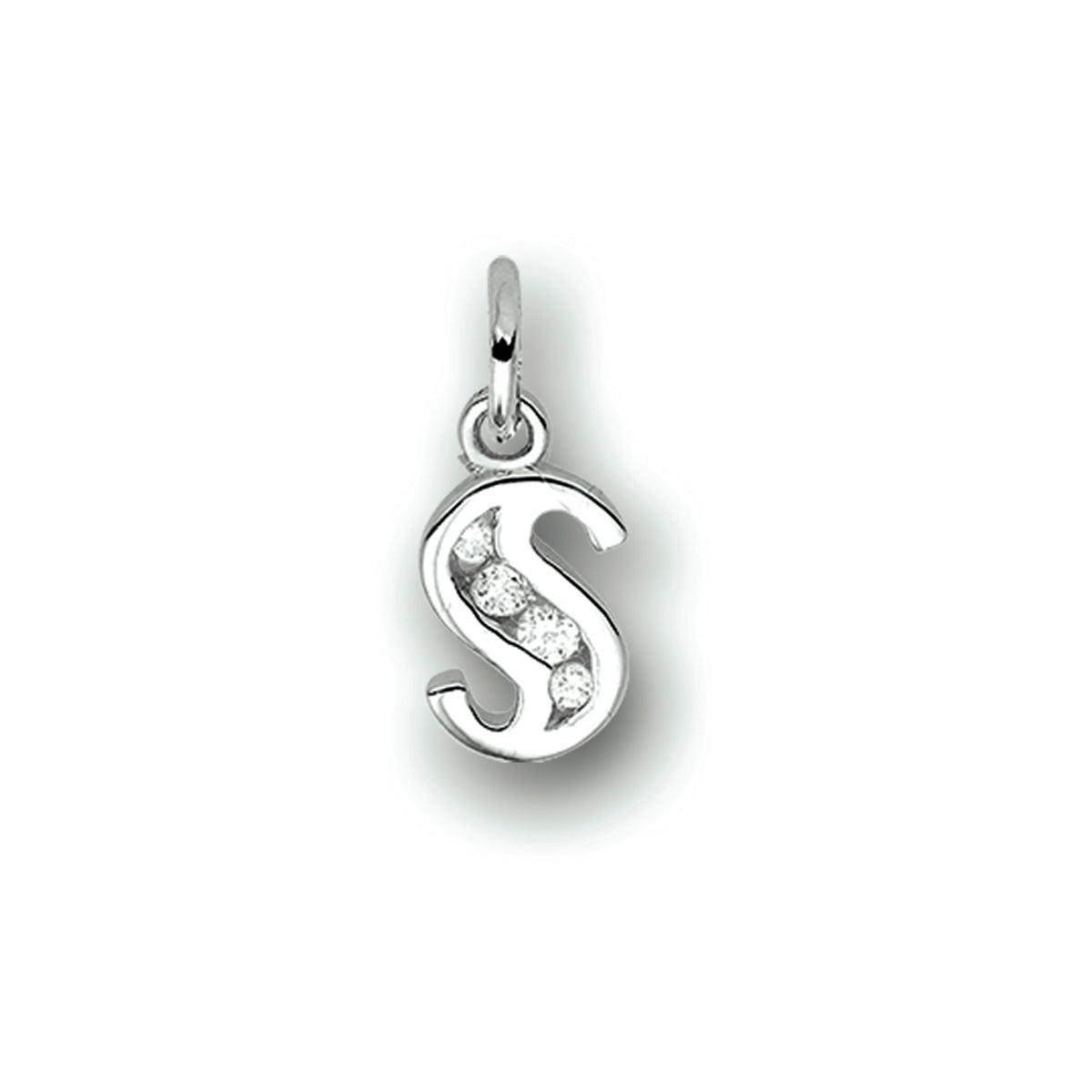 Hanger letter S zirkonia 11 mm zilver #Letter_S